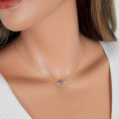 Collier vintage avec le mauvais œil bleu - Collier avec le mauvais œil