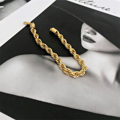 Gigi – Bracelet Maille Corde Dorée Chic