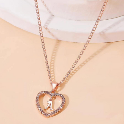 Collier Initiale en Cristal - Collier avec pendentif en forme de cœur avec initiale