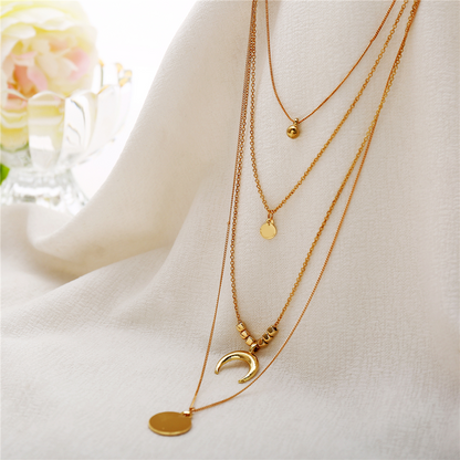 Collier Boho à couches multiples - Lune