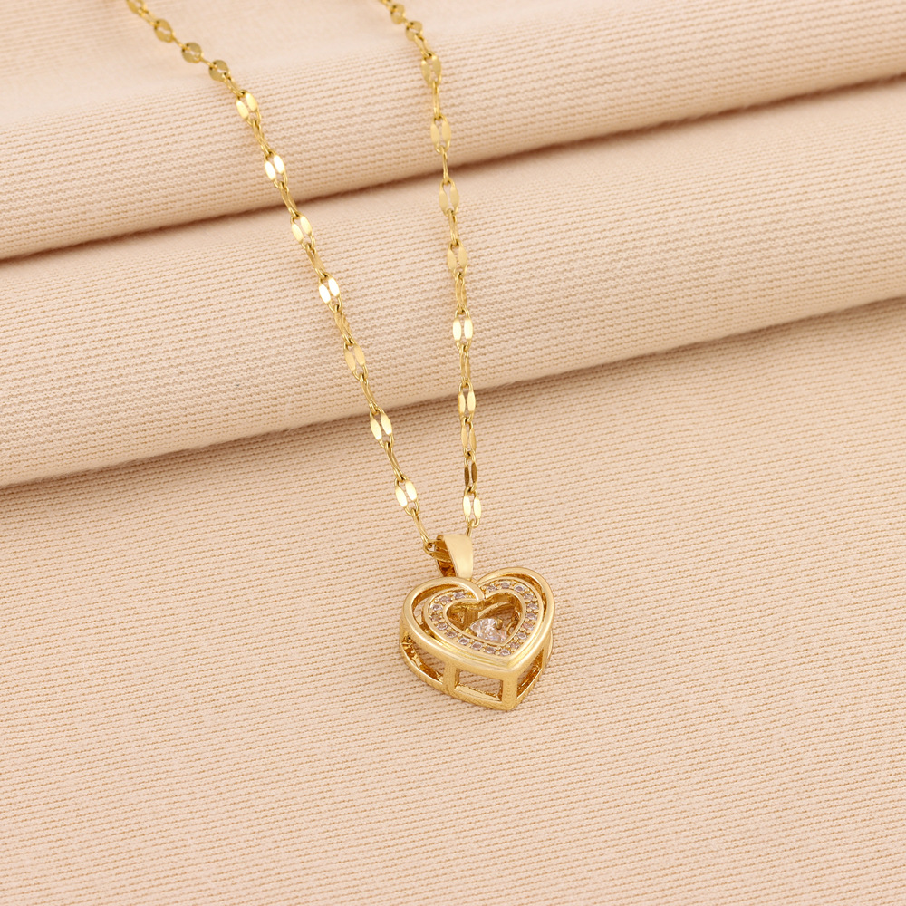 Love Heart Pendentif - Collier à Double Couches