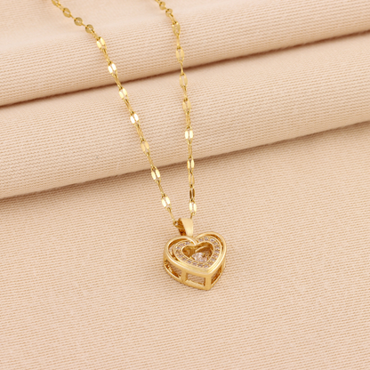 Love Heart Pendentif - Collier à Double Couches