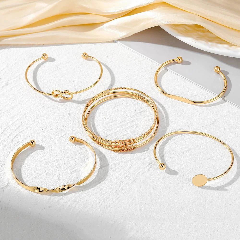 Neda – Ensemble de 5 Bracelets Joncs Torsadés