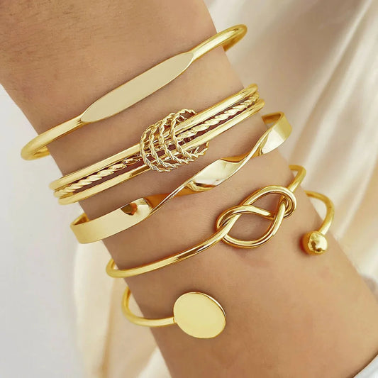 Neda – Ensemble de 5 Bracelets Joncs Torsadés