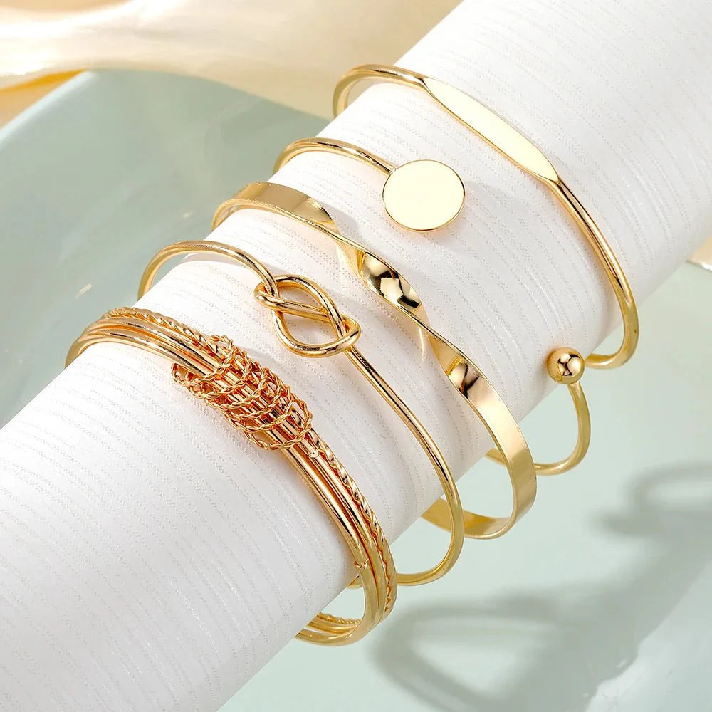 Neda – Ensemble de 5 Bracelets Joncs Torsadés