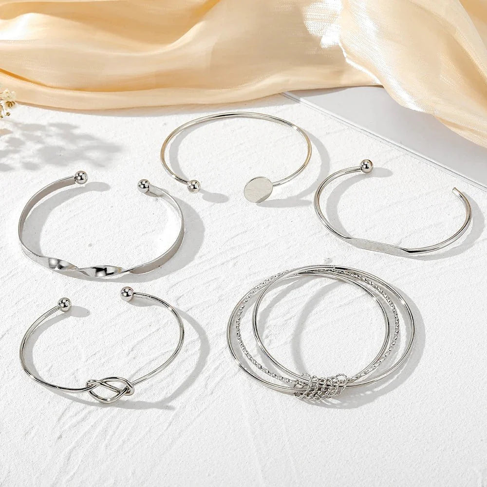 Neda – Ensemble de 5 Bracelets Joncs Torsadés