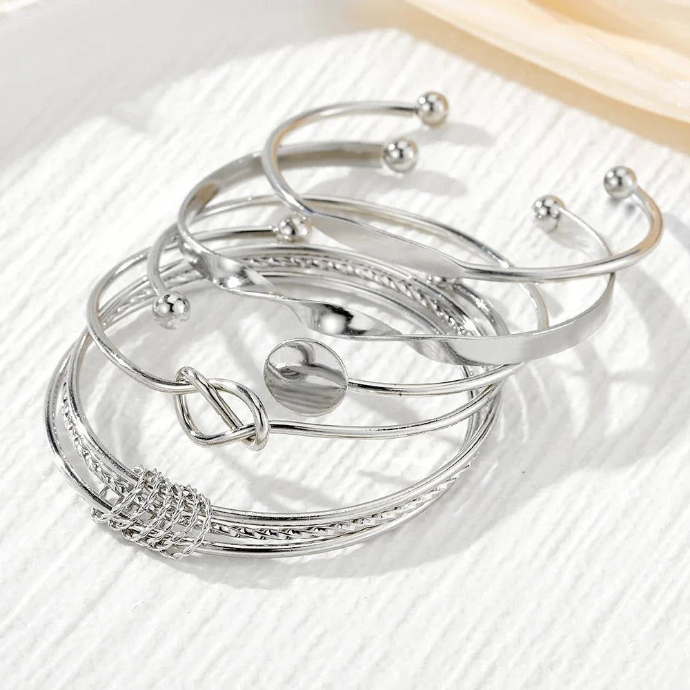 Neda – Ensemble de 5 Bracelets Joncs Torsadés