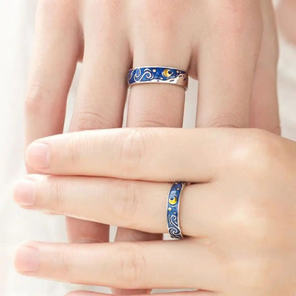 Ensemble d'anneaux réglables pour femmes avec design ciel étoilé (2 pièces)