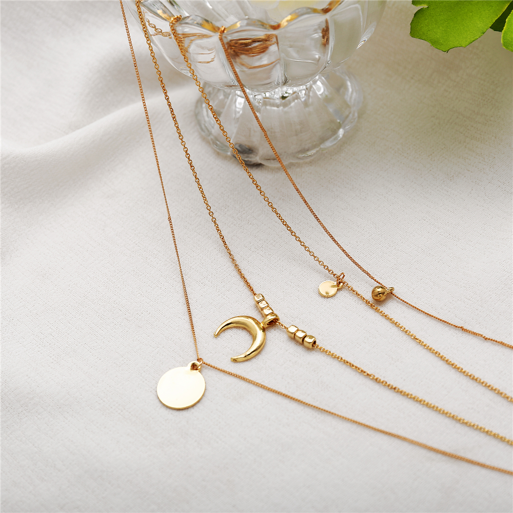 Collier Boho à couches multiples - Lune