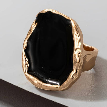 Bague Vintage en Pierre Noire Surdimensionnée