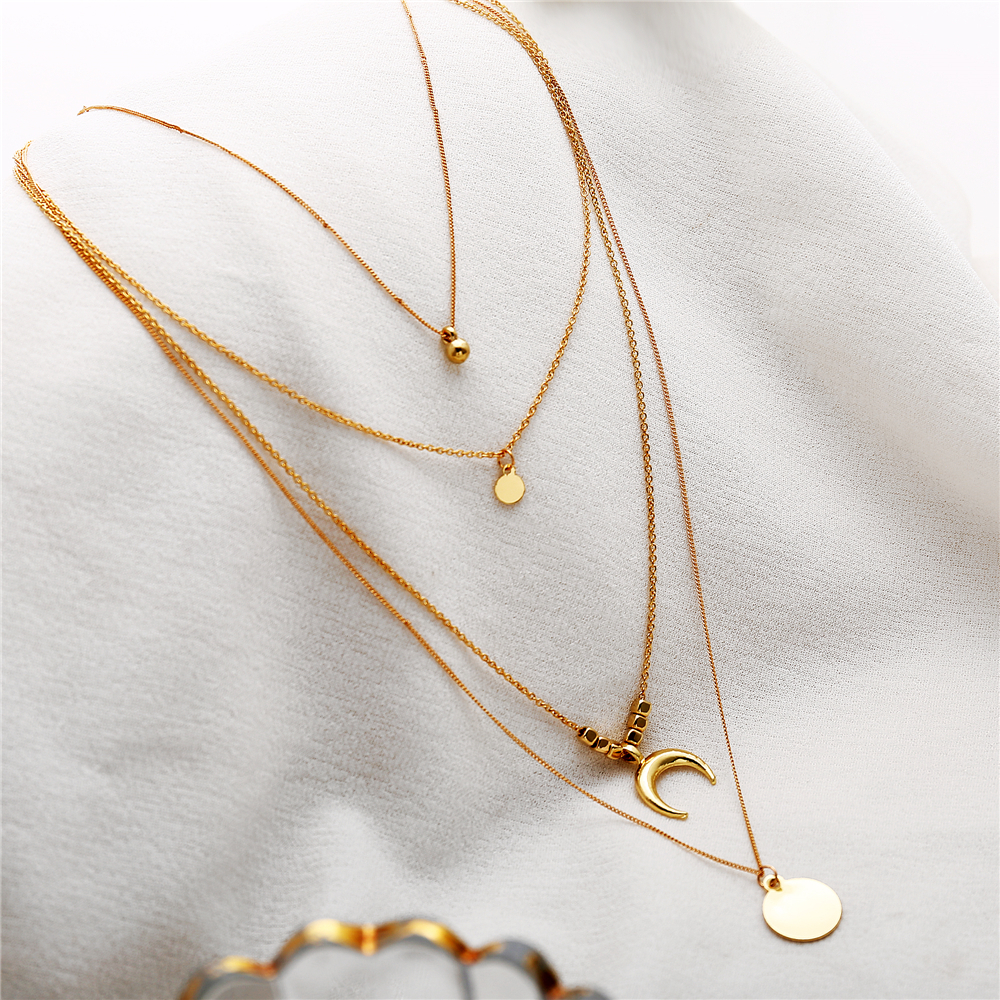 Collier Boho à couches multiples - Lune