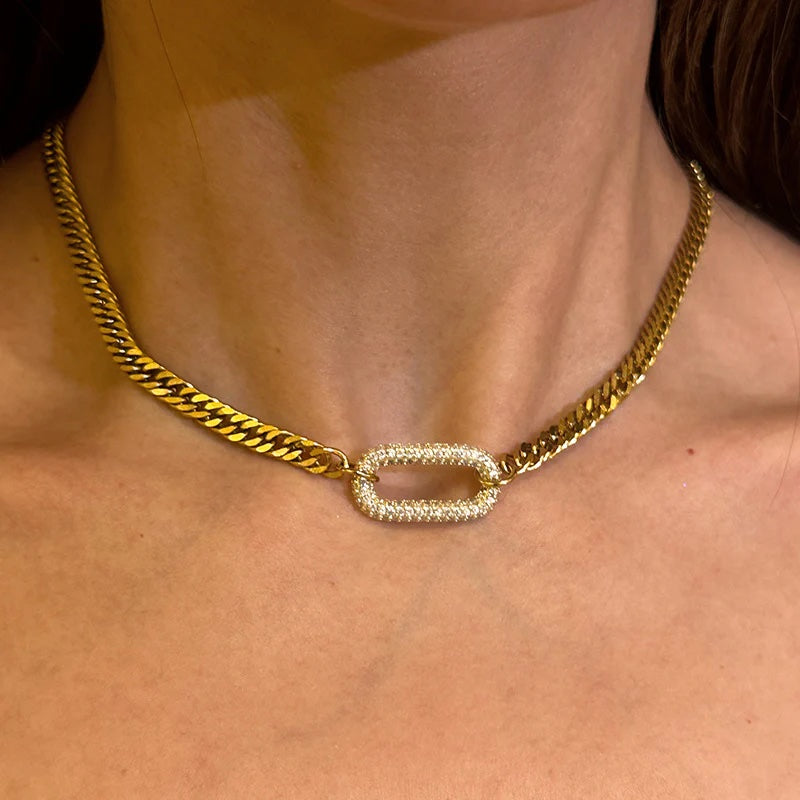 Cleo – Collier Géométrique en Strass pour Clavicule