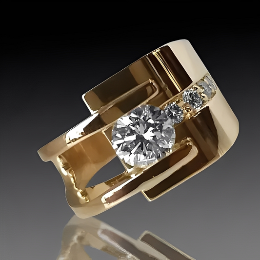Sharon – Bague Vintage Dorée avec Zirconia Irréguliers