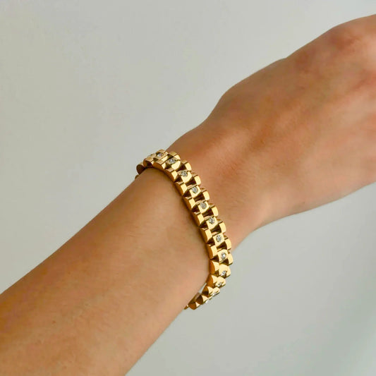 Cara – Bracelet Chaîne Montre Doré