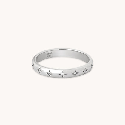 Nova – Bague Bandeau avec Étoile Argentée