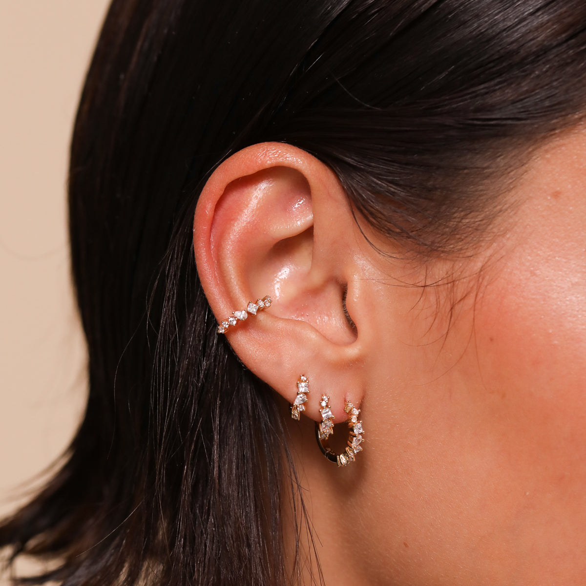 Shiela – Créoles Cristal Céleste en Or