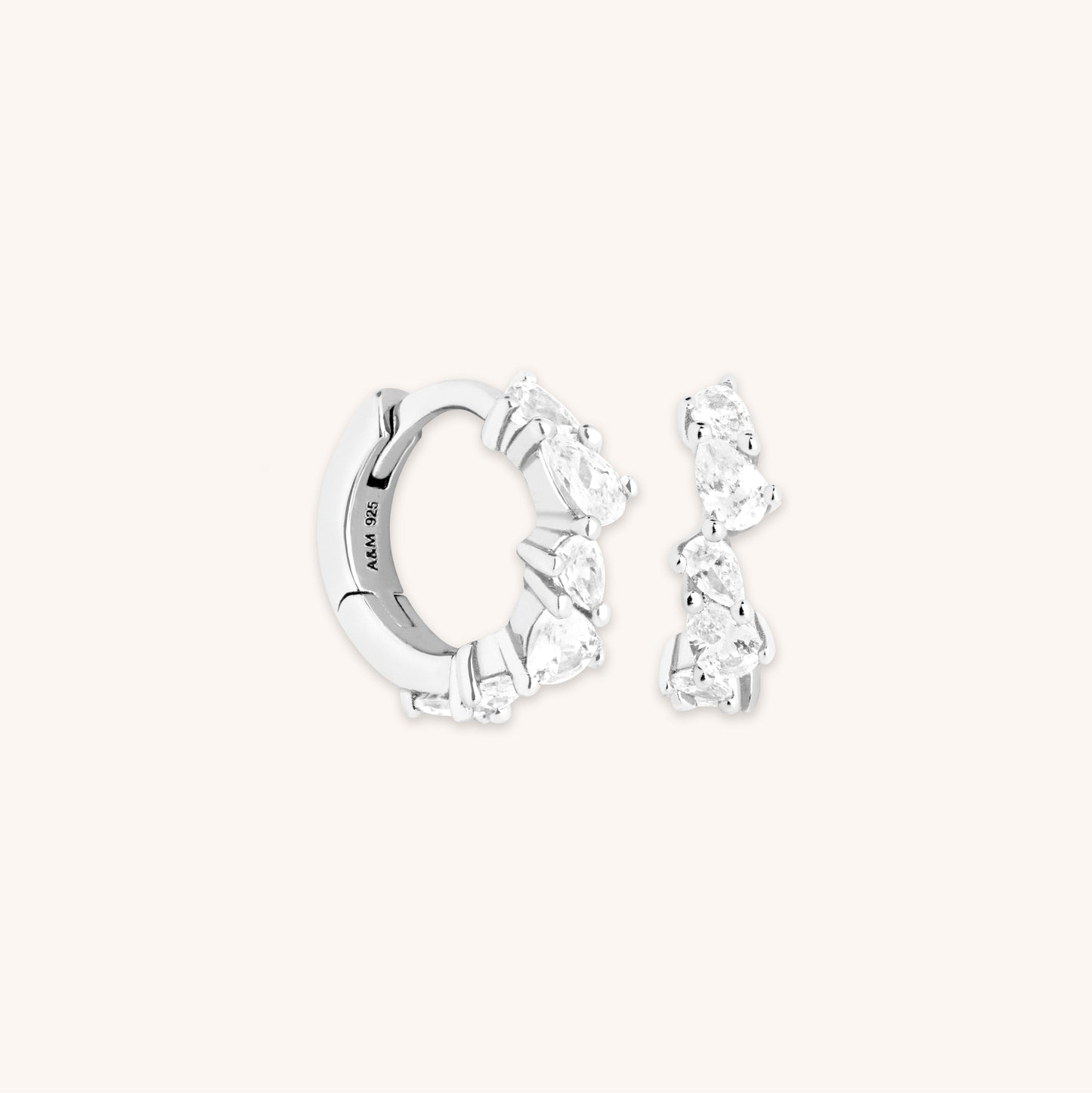 Selene – Créoles Cristal Poire en Argent