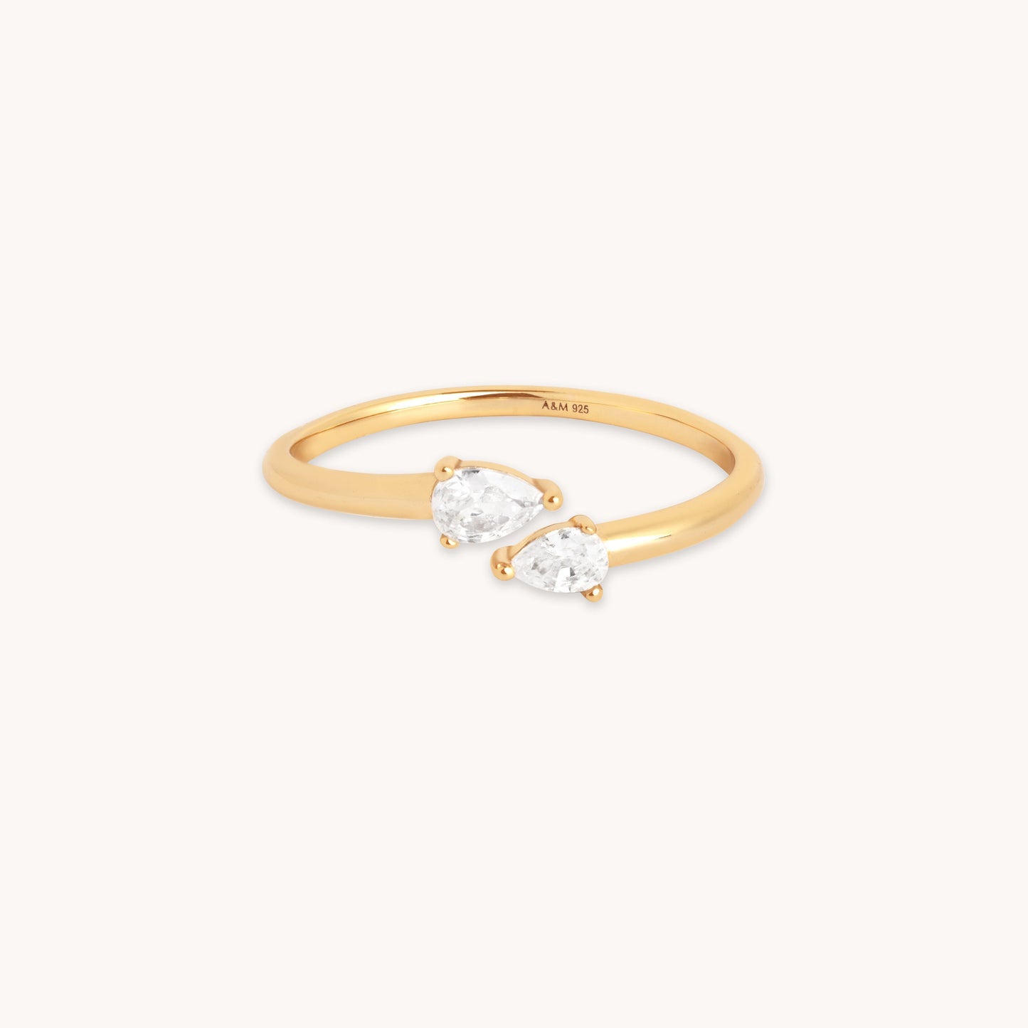 Nori – Bague Ouverte en Or avec Cristal Poire