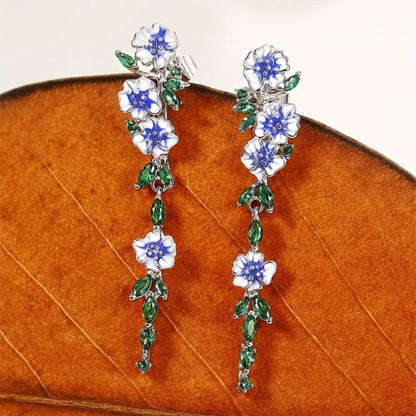 Boucles d'oreilles femme en chaîne avec motif floral - Pair