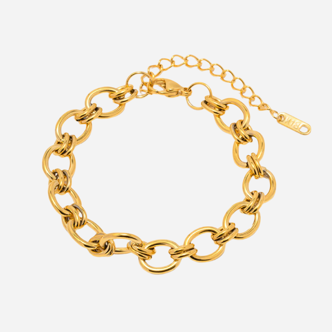 Elvina – Bracelet Maillons Texturés Dorés