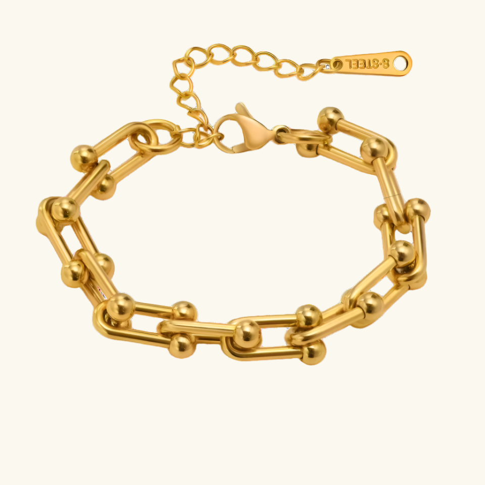 Sabrina – Bracelet Allongé en Acier Inoxydable Doré