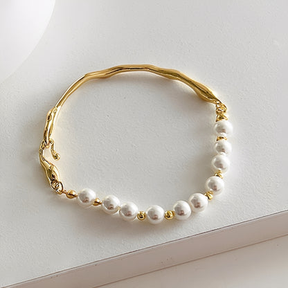 Maelis – Bracelet Métallique à Perles Irrégulières