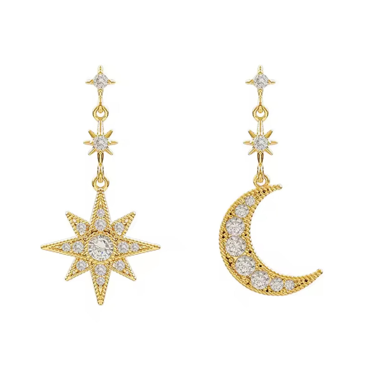 Estella – Boucles d'oreilles Mismatched Lune et Étoile
