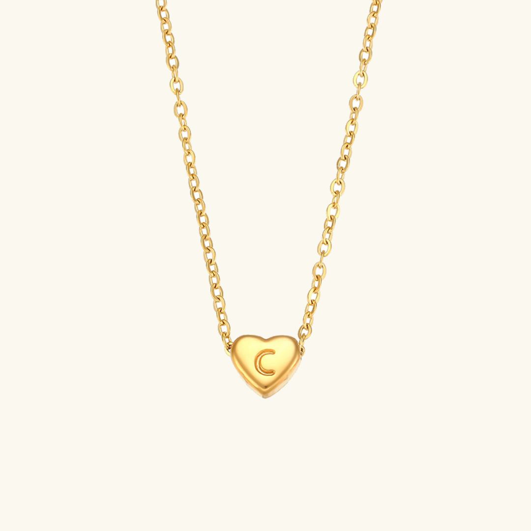 Arielle – Collier Cœur Initiale Doré
