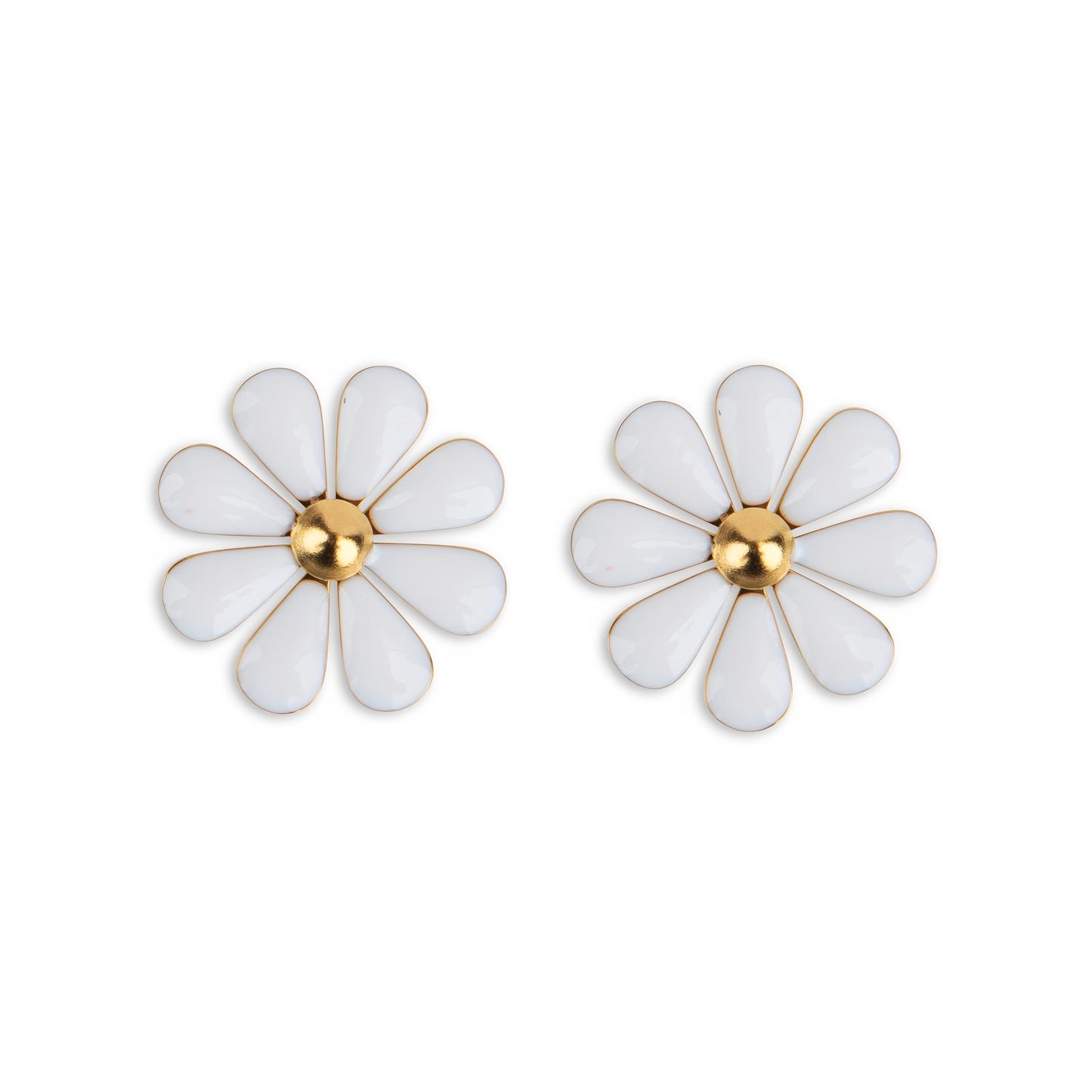 Yela – Boucles d'oreilles Marguerite avec Émail Blanc