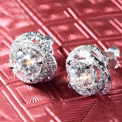 Clara – Boucles d'Oreilles Fleur en Zircon et Diamants