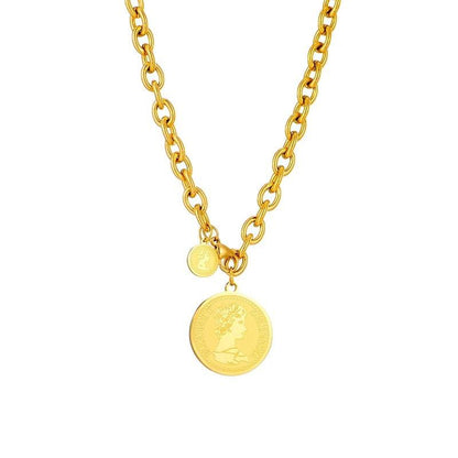 Rita – Collier Pendentif Rond en Acier Titane Style Rétro