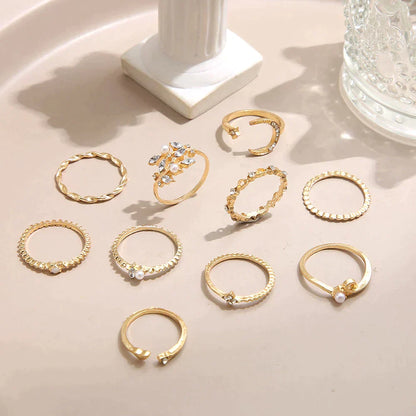 Sophia – Lot de 10 Bagues Bohème Argent & Or