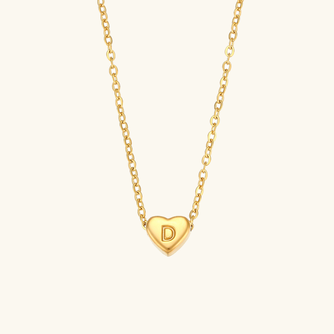 Arielle – Collier Cœur Initiale Doré
