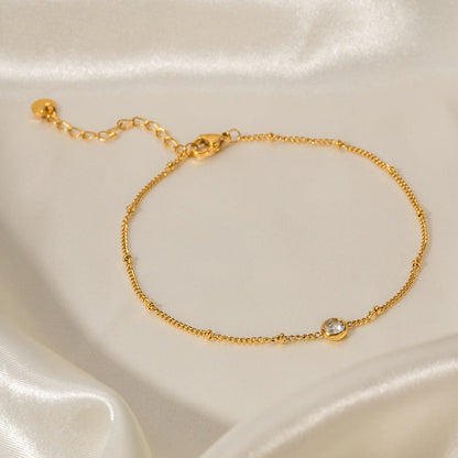 Haruki – Bracelet de Cheville Charme Cristal Doré