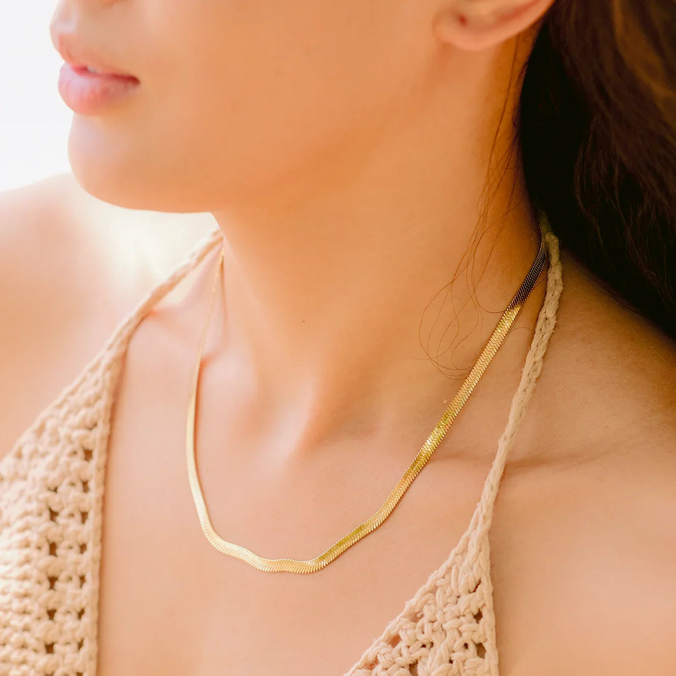 Elysian – Collier Herringbone Doré Chic