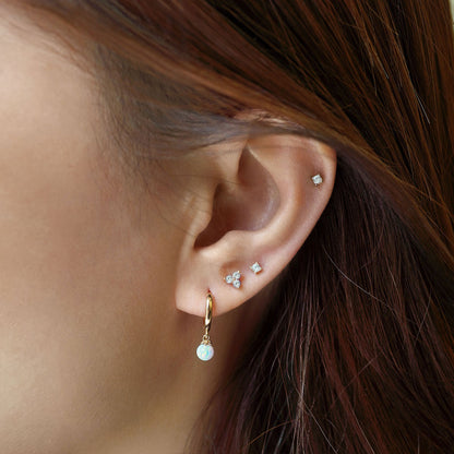 Set de Boucles d'Oreilles Pave Trèfle Minuscule