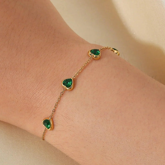 Isaline – Bracelet Cœur Émeraude Féminin