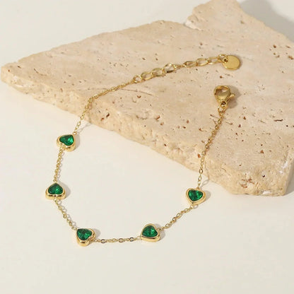 Isaline – Bracelet Cœur Émeraude Féminin