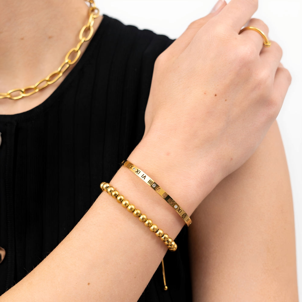 Frankie – Bracelet Bangle avec Nombres Romains