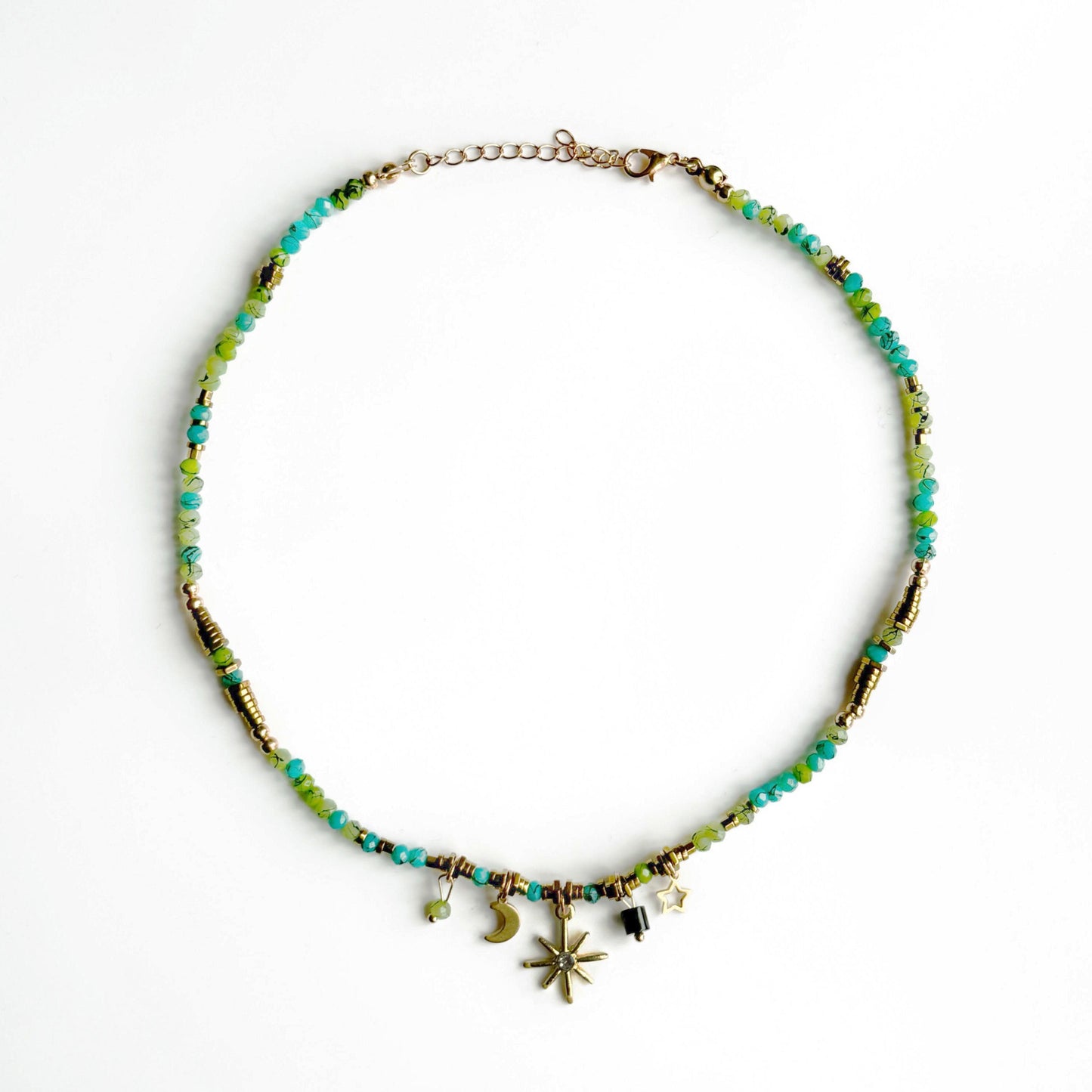 Camille – Collier artistique rétro perles turquoise