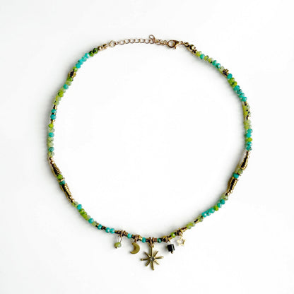 Camille – Collier artistique rétro perles turquoise