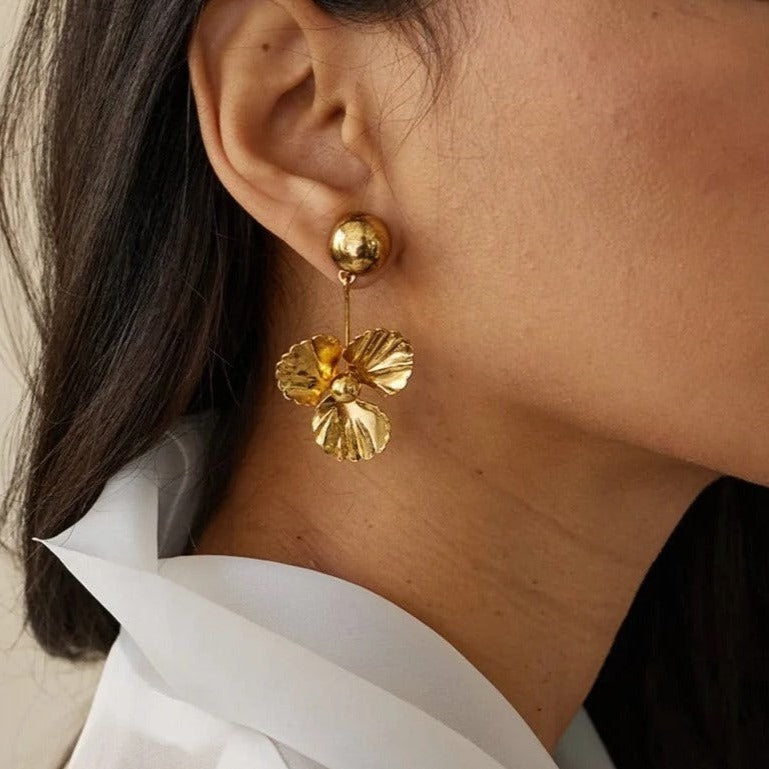 Brianna – Boucles d’Oreilles Pansy Dorées