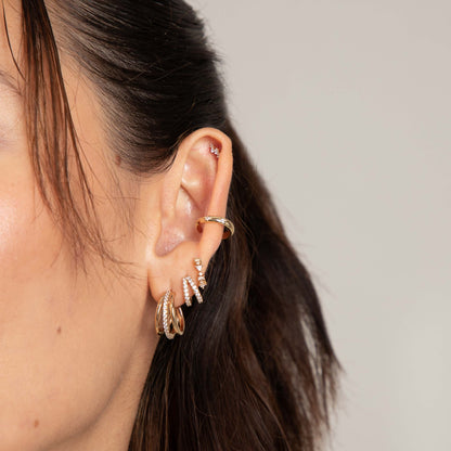 Mia – Créoles en Or avec Design à Double Rang