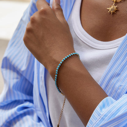 Iris – Bracelet Pierre Bleue Incrustée en Cuivre