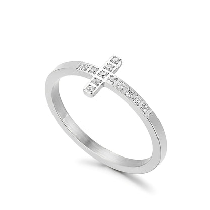 Juliette – Bague Croix Dorée à Pierres Lumineuses