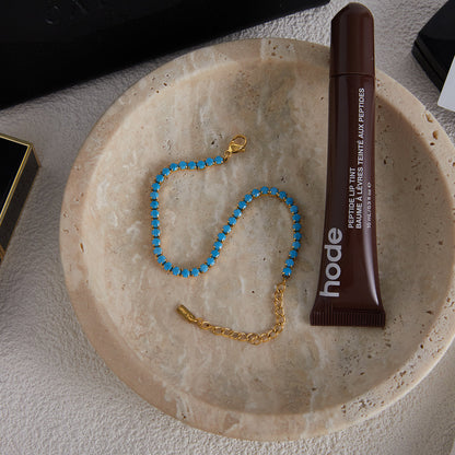 Iris – Bracelet Pierre Bleue Incrustée en Cuivre