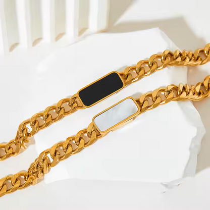 Marcie – Bracelet Cubain en Métal Titane Plaqué Or