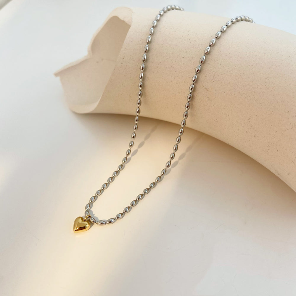 Aline – Collier Amour Bicolore Or & Argent