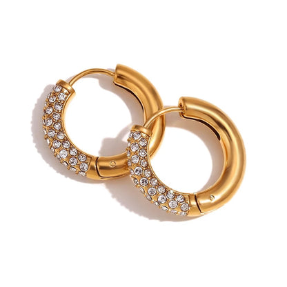 Amelie – Boucles d’oreilles géométriques en zircon doré