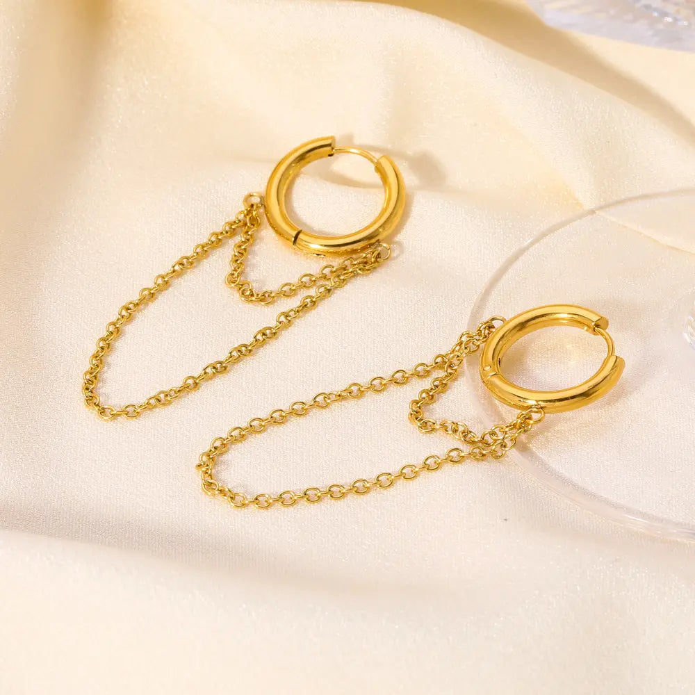 Roxane – Boucles d’Oreilles Chaîne Punk Plaquées Or
